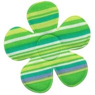 Applicatie bloem gestreept groen groot 45 mm (ca. 25 stuks)