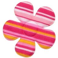 Applicatie bloem gestreept roze groot 45 mm (ca. 25 stuks)