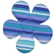 Applicatie bloem gestreept blauw groot 45 mm (ca. 25 stuks)