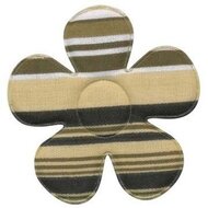 Applicatie bloem gestreept legergroen groot 45 mm (ca. 25 stuks)