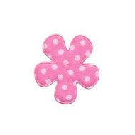 Applicatie bloem zacht roze met witte stippen katoen klein 25 mm (ca. 25 stuks)