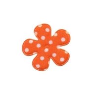 Applicatie bloem oranje met witte stippen katoen klein 25 mm (ca. 25 stuks)