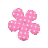 Applicatie bloem zacht roze met witte stip katoen middel 35 mm (ca. 25 stuks)