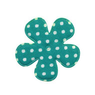 Applicatie bloem zeegroen met witte stip katoen middel 35 mm (ca. 25 stuks)