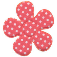 Applicatie bloem meloen met witte stippen katoen groot 45 mm (ca. 25 stuks)