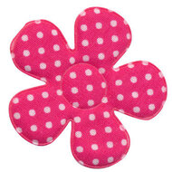 Applicatie bloem fuchsia met witte stippen katoen groot 45 mm (ca. 25 stuks)