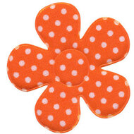 Applicatie bloem oranje met witte stippen katoen groot 45 mm (ca. 25 stuks)