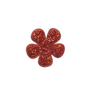Applicatie glitter bloem rood klein 20 mm (ca. 25 stuks)