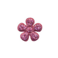 Applicatie glitter bloem fuchsia klein 20 mm (ca. 25 stuks)