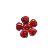 Applicatie glitter bloem rood klein 20 mm (ca. 100 stuks)