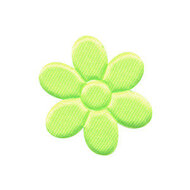Applicatie bloem NEON geel satijn effen middel 30 mm (ca. 25 stuks)