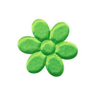 Applicatie bloem NEON groen satijn effen middel 30 mm (ca. 25 stuks)