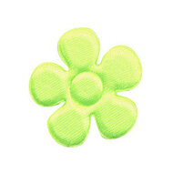 Applicatie bloem NEON geel satijn effen middel 35 mm (ca. 25 stuks)