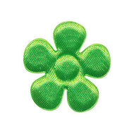 Applicatie bloem NEON groen satijn effen middel 35 mm (ca. 25 stuks)