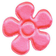 Applicatie bloem NEON roze satijn effen groot 45 mm (25 stuks)
