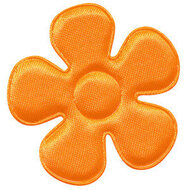 Applicatie bloem NEON oranje satijn effen groot 45 mm (25 stuks)