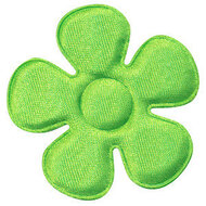 Applicatie bloem NEON groen satijn effen groot 45 mm (25 stuks)