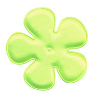 Applicatie bloem NEON geel satijn effen EXTRA GROOT 65 mm (ca. 25 stuks)