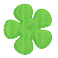 Applicatie bloem NEON groen satijn effen EXTRA GROOT 65 mm (ca. 25 stuks)