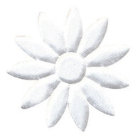 Applicatie bloem wit met puntige blaadjes effen satijn groot 48 mm (ca. 25 stuks)