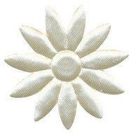 Applicatie bloem ivoor met puntige blaadjes effen satijn groot 48 mm (ca. 25 stuks)