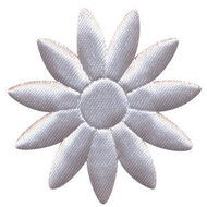 Applicatie bloem grijs met puntige blaadjes effen satijn groot 48 mm (ca. 25 stuks)