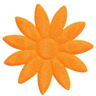 Applicatie bloem NEON oranje met puntige blaadjes effen satijn groot 48 mm (ca. 25 stuks)