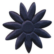 Applicatie bloem donker blauw met puntige blaadjes effen satijn groot 48 mm (ca. 25 stuks)