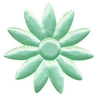 Applicatie bloem mintgroen met puntige blaadjes effen satijn groot 48 mm (ca. 25 stuks)