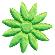 Applicatie bloem NEON groen met puntige blaadjes effen satijn groot 48 mm (ca. 25 stuks)
