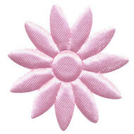 Applicatie bloem licht roze met puntige blaadjes effen satijn groot 48 mm (ca. 25 stuks)