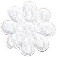 Applicatie bloem wit satijn effen groot 50 mm (25 stuks)