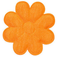 Applicatie bloem NEON oranje satijn effen groot 50 mm (25 stuks)
