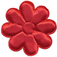 Applicatie bloem rood satijn effen groot 50 mm (25 stuks)