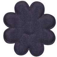 Applicatie bloem donker blauw satijn effen groot 50 mm (25 stuks)