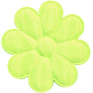Applicatie bloem NEON geel satijn effen groot 50 mm (25 stuks)