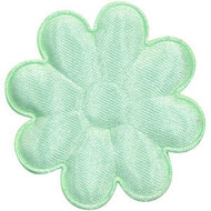 Applicatie bloem mintgroen satijn effen groot 50 mm (25 stuks)