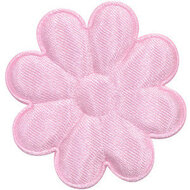 Applicatie bloem licht roze satijn effen groot 50 mm (25 stuks)