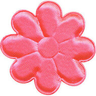 Applicatie bloem NEON roze satijn effen groot 50 mm (25 stuks)