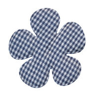 Applicatie geruite bloem donker blauw-wit EXTRA GROOT 65 mm (ca. 25 stuks)
