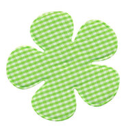 Applicatie geruite bloem groen-wit EXTRA GROOT 65 mm (ca. 25 stuks)