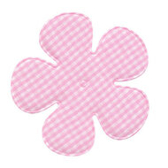 Applicatie geruite bloem roze-wit EXTRA GROOT 65 mm (ca. 25 stuks)