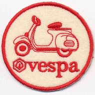 Applicatie scooter 'Vespa' creme/rood