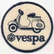 Applicatie scooter 'Vespa' creme/donker blauw