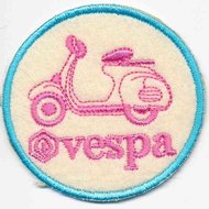 Applicatie scooter 'Vespa' creme/roze/licht blauw