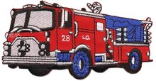 Opstrijkbare applicatie brandweerauto rood (5 stuks)