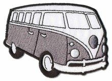Opstrijkbare applicatie 'VW bus' grijs (5 stuks)