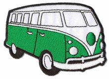 Opstrijkbare applicatie 'VW bus' groen (5 stuks)