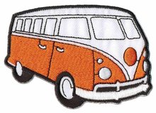 Opstrijkbare applicatie 'VW bus' oranje (5 stuks)