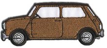 Opstrijkbare applicatie auto 'Mini' bruin (5 stuks)